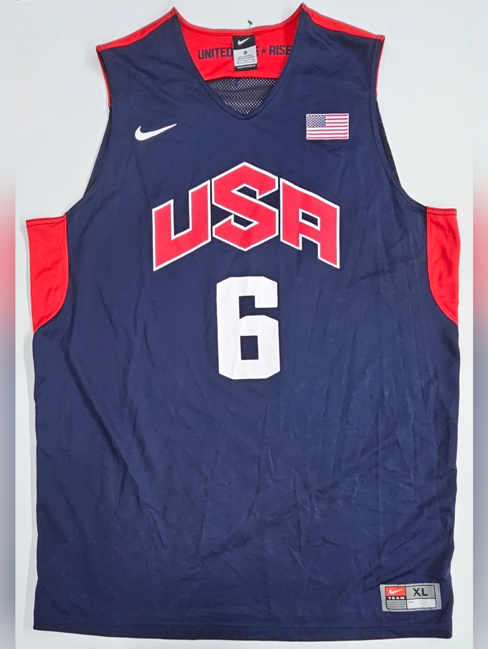 Nike LeBron James #6 Team USA 2012 Olympic Jersey Blue Mens XL Rise Basketball